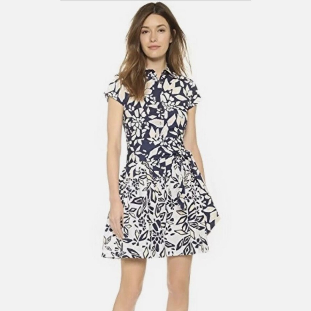 DIANE VON FURSTENBERG DVF FLOWER PRINT SCARLET SHIRT DRESS 100% cotton